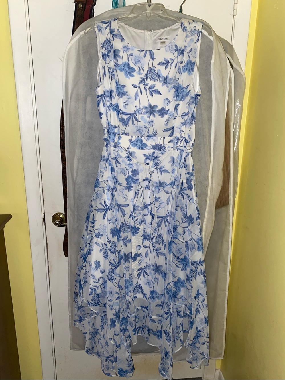 NEW Calvin Klein Blue & White Handkerchief Dress